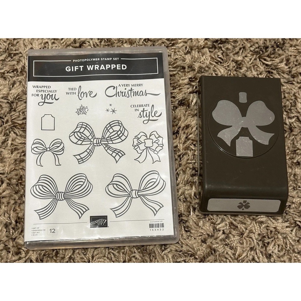 Stampin' Up! GIFT WRAPPED Stamps & BOW punch ~ Christmas Birthday Anniversary